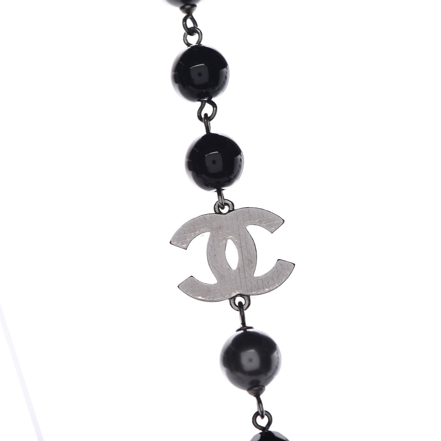 Ruthenium Beaded CC Long Necklace Black