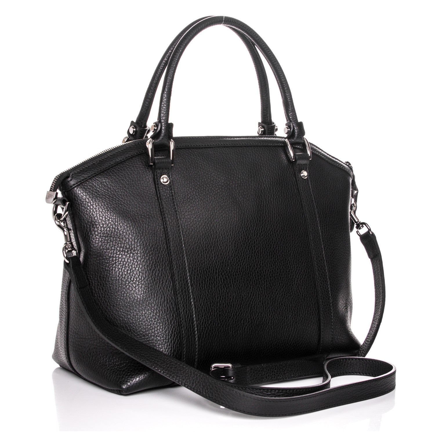 Gucci Pebbled Calfskin Medium GG Charm Dome Satchel Black 4 of 8