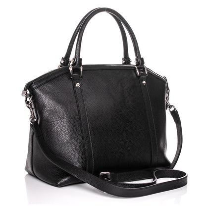 Gucci Pebbled Calfskin Medium GG Charm Dome Satchel Black 4 of 8