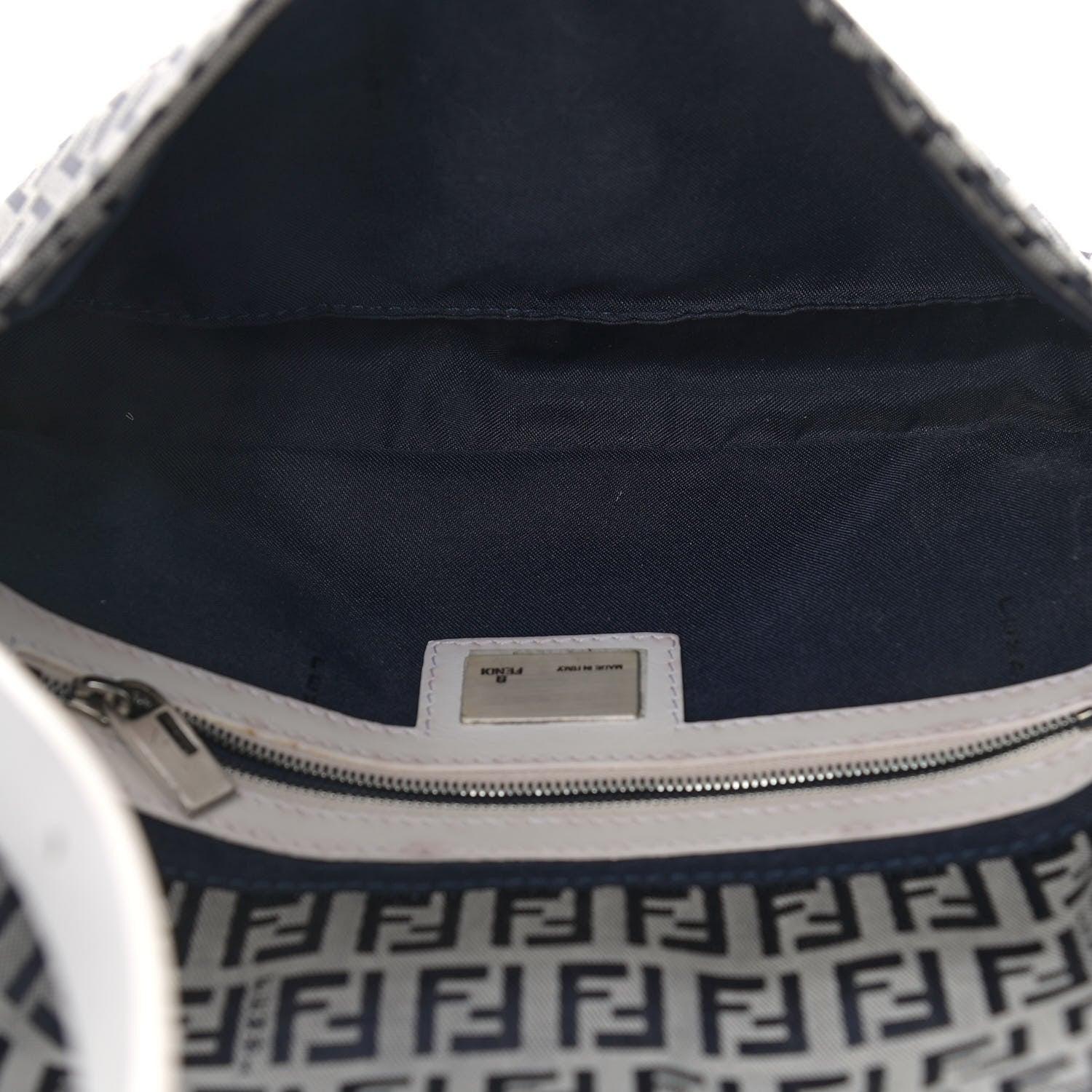 Fendi Zucchino Baguette Navy White 5 of 13