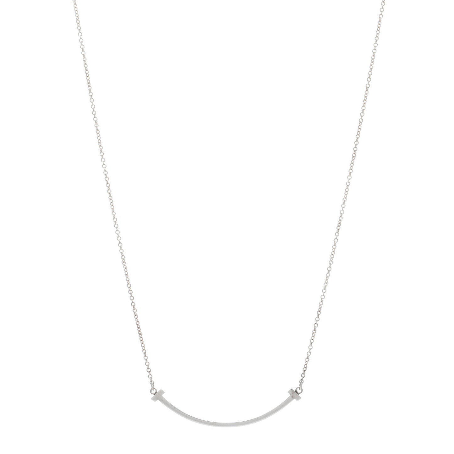 Sterling Silver Small T Smile Pendant Necklace