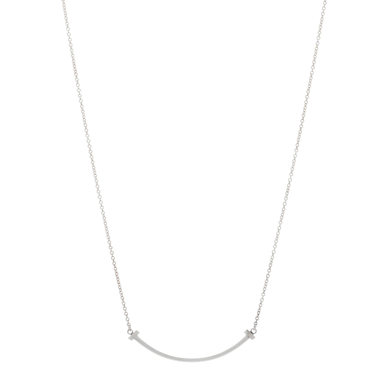 Tiffany Sterling Silver Small T Smile Pendant Necklace 1 of 4