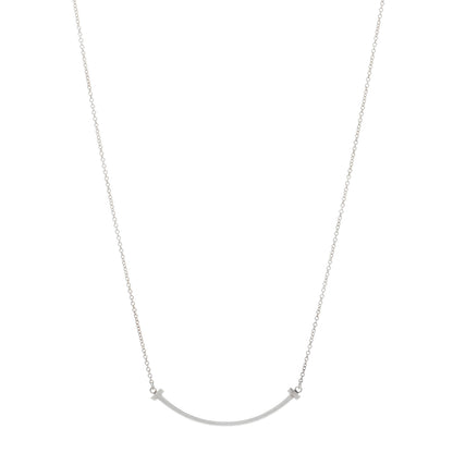 Tiffany Sterling Silver Small T Smile Pendant Necklace 1 of 4