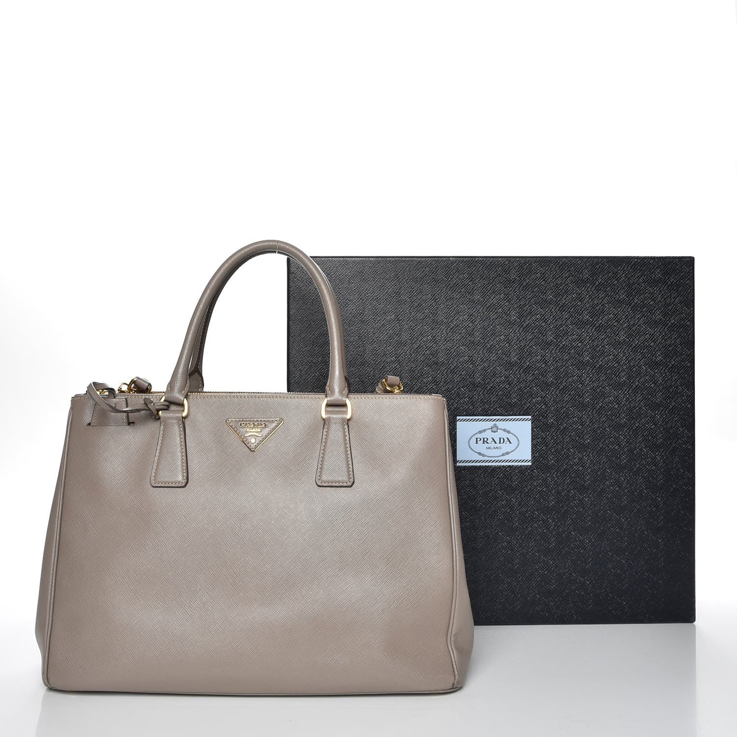 Saffiano Medium Galleria Double Zip Tote Argilla