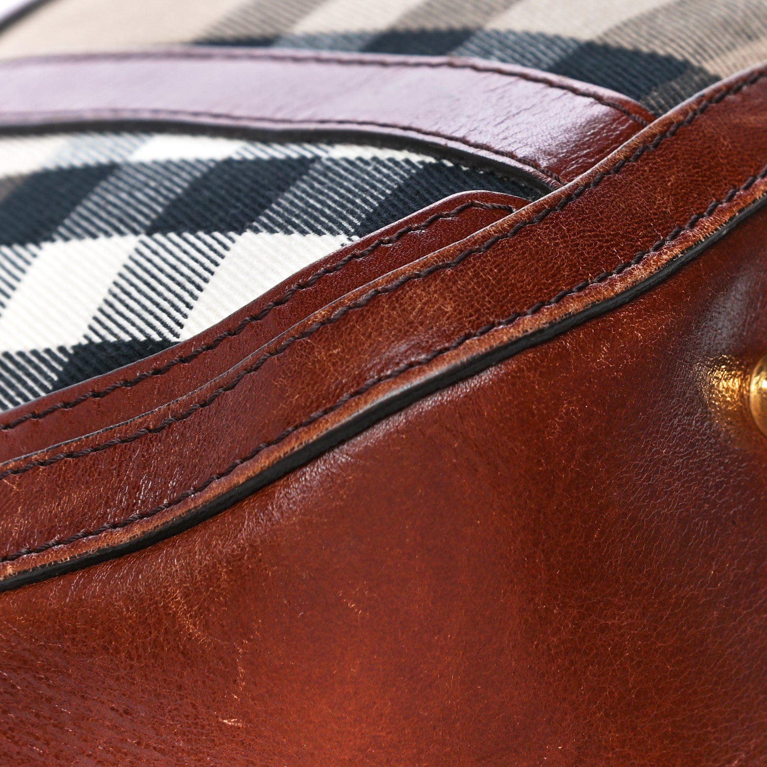 Burberry Bridle Calfskin House Check Small Orchard Bowling Bag Deep Claret 15 of 36