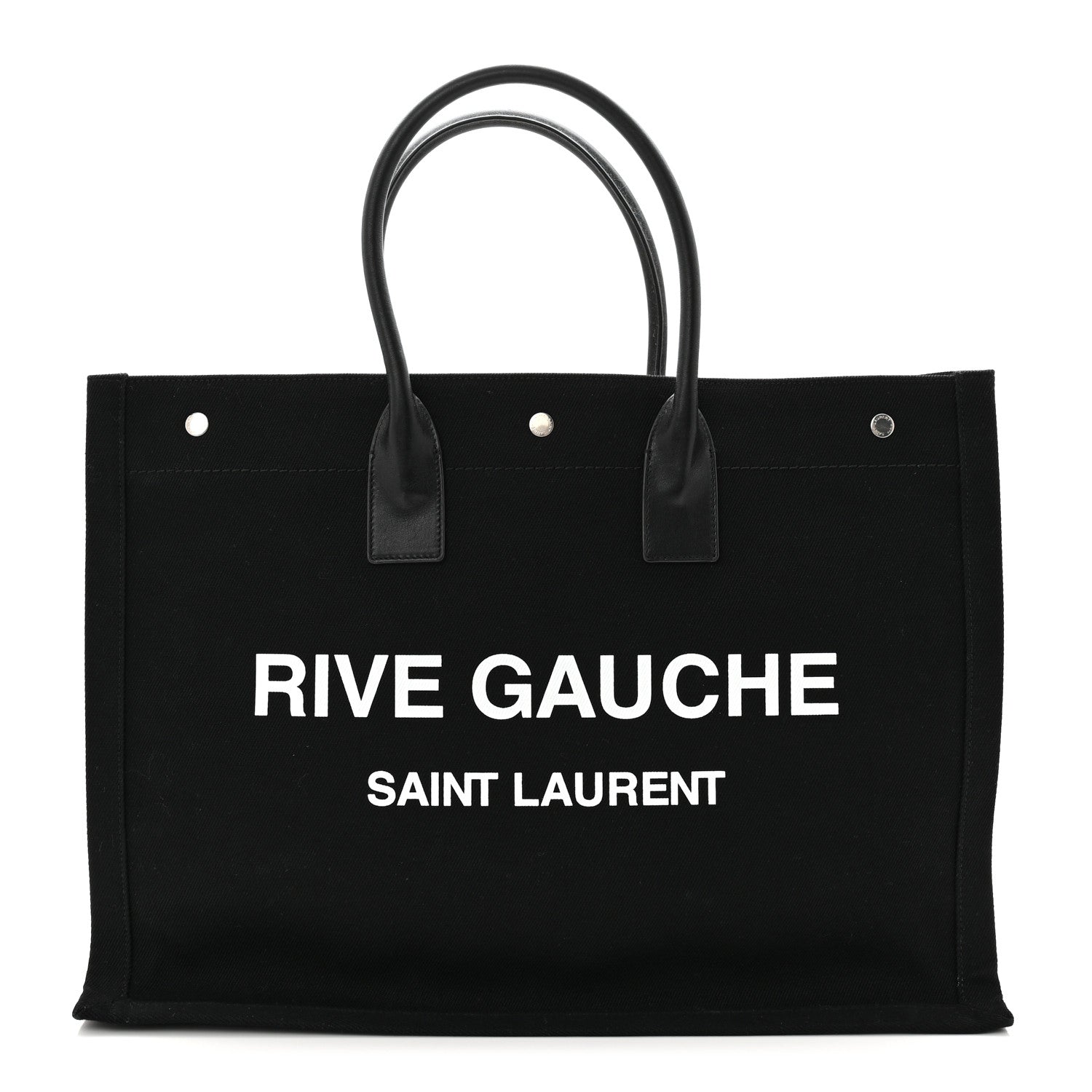Saint Laurent Linen Calfskin Rive Gauche Tote Black 1 of 21