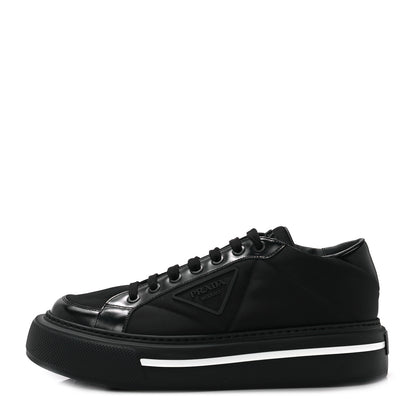 Prada Re-Nylon Spazzolato Rubber Triangle Logo Macro Quilted Mens 35mm Platform Sneakers 8 Black 1 of 8