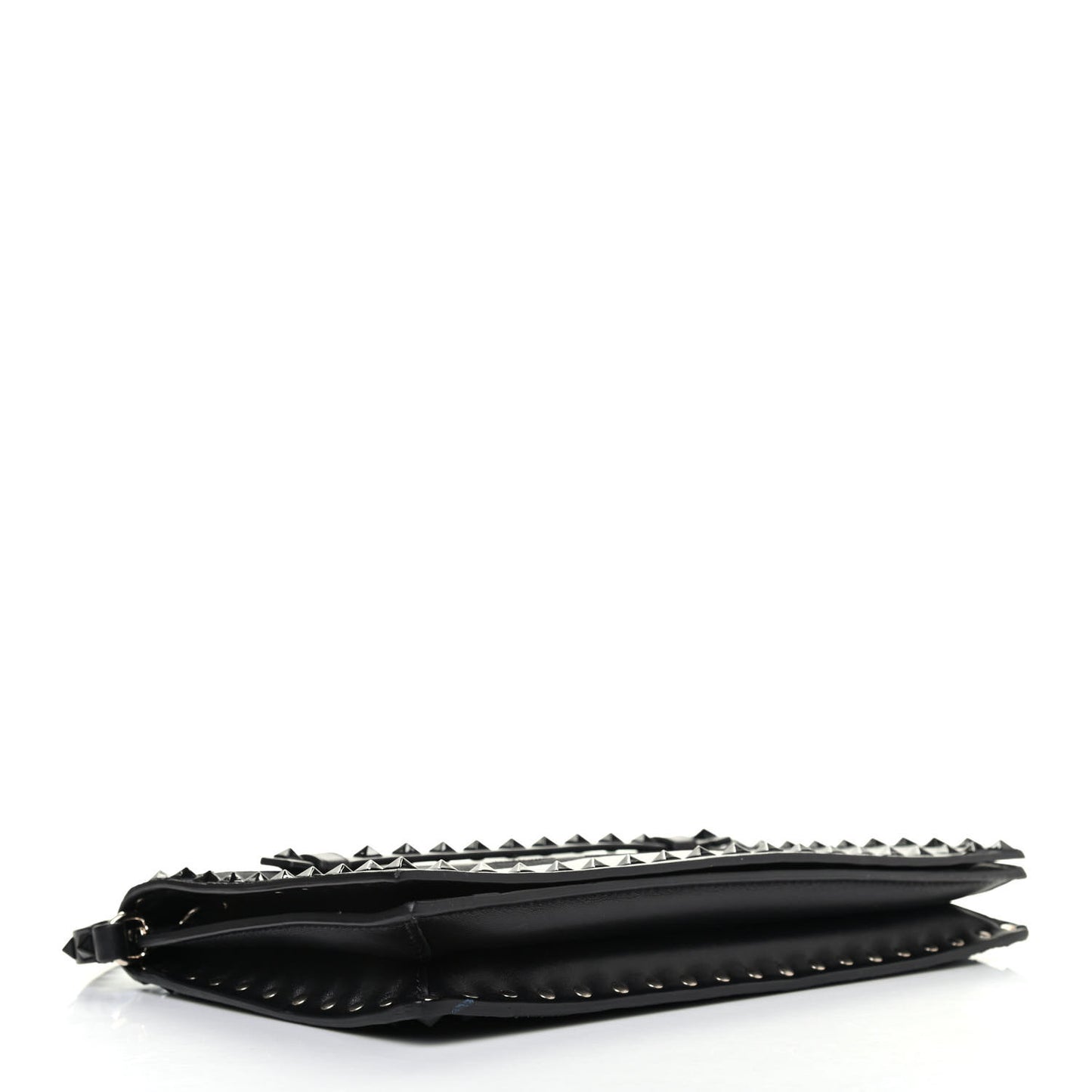 Nappa Canvas Camouflage Rockstud Wristlet Clutch Black