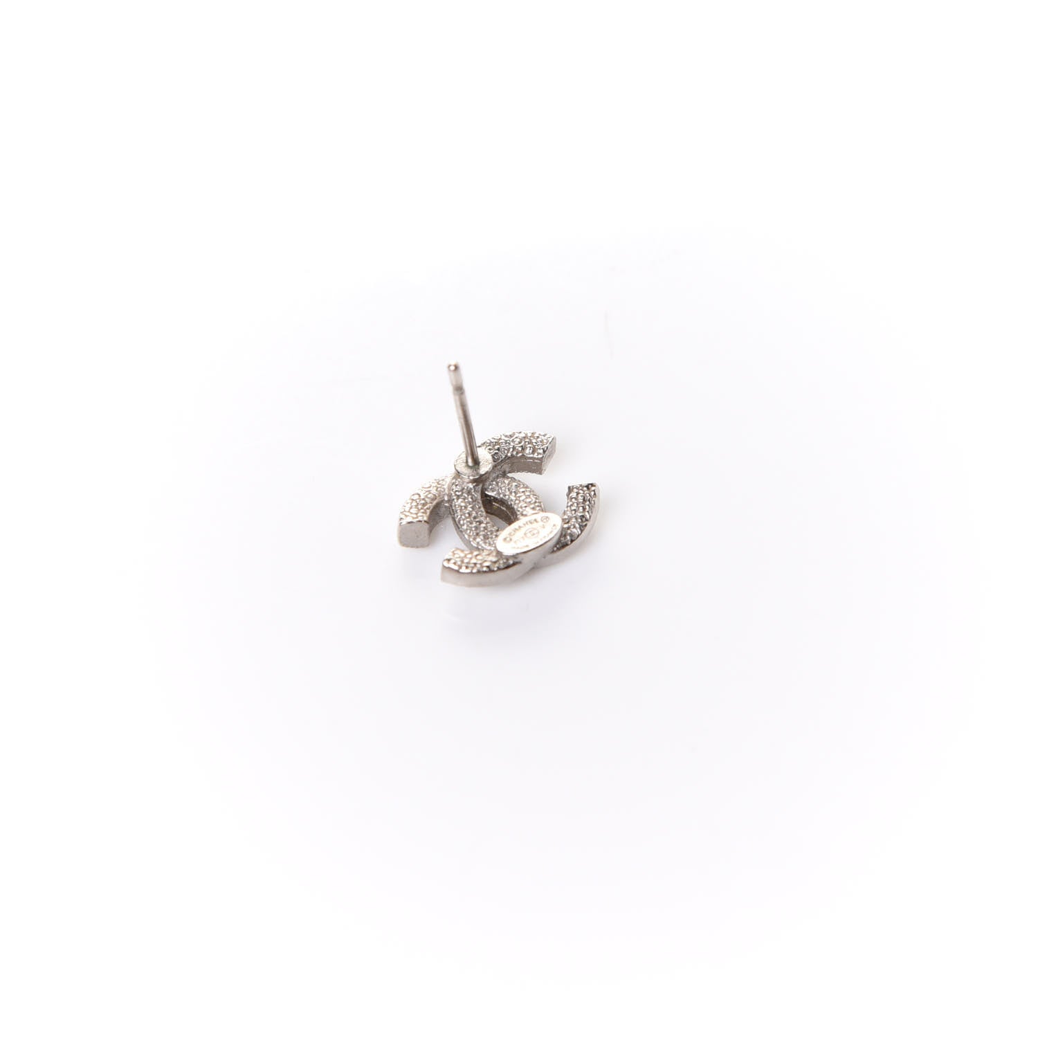 Chanel Crystal Mini Timeless CC Earrings Silver 4 of 5