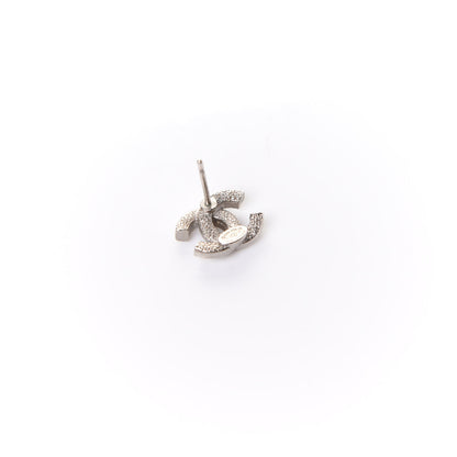 Chanel Crystal Mini Timeless CC Earrings Silver 4 of 5