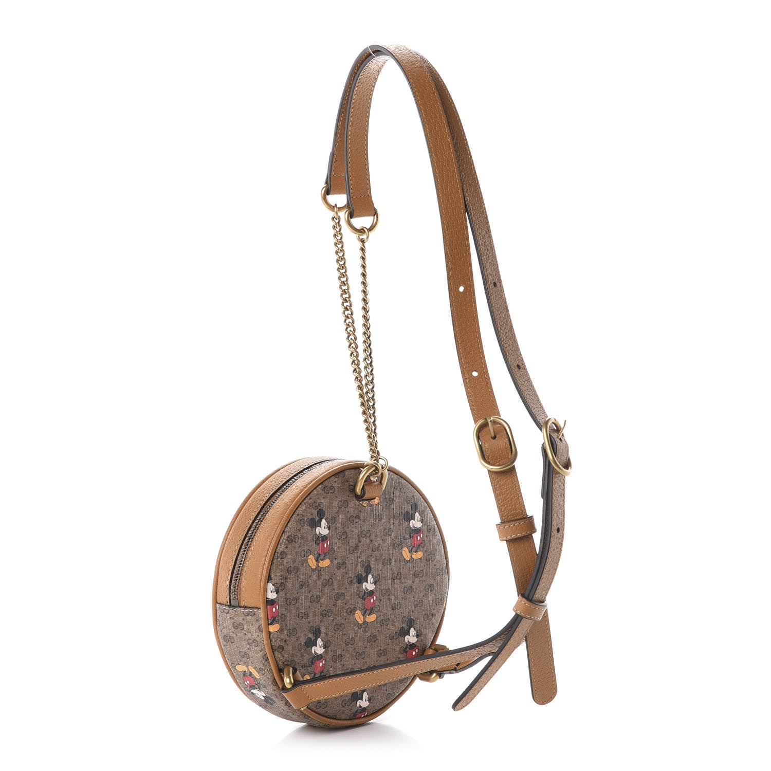Gucci X DISNEY Mini Vintage GG Supreme Monogram Mickey Mouse Round Backpack Beige Vintage Sun Oil 2 of 9