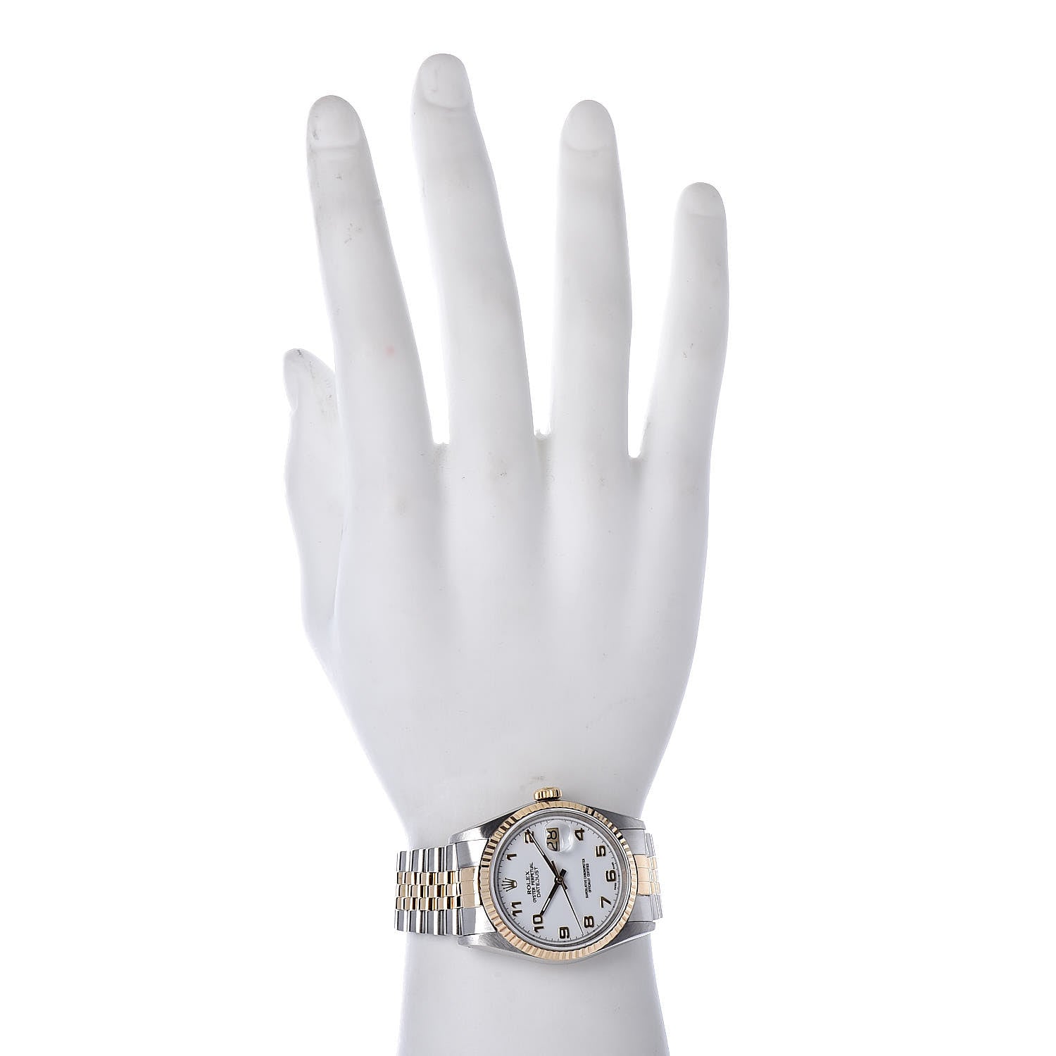 Rolex Stainless Steel 18K Yellow Gold 36mm Oyster Perpetual Datejust Watch White Arabic 16233 2 of 11
