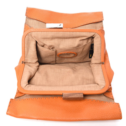 Fendi Calfskin Romano Selleria Firenze Frame Bag Orange 4 of 9