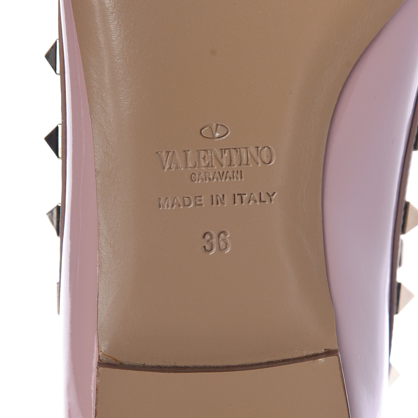 Patent Nappa Rockstud Cage Ballerina Flats 36 Cipria Poudre