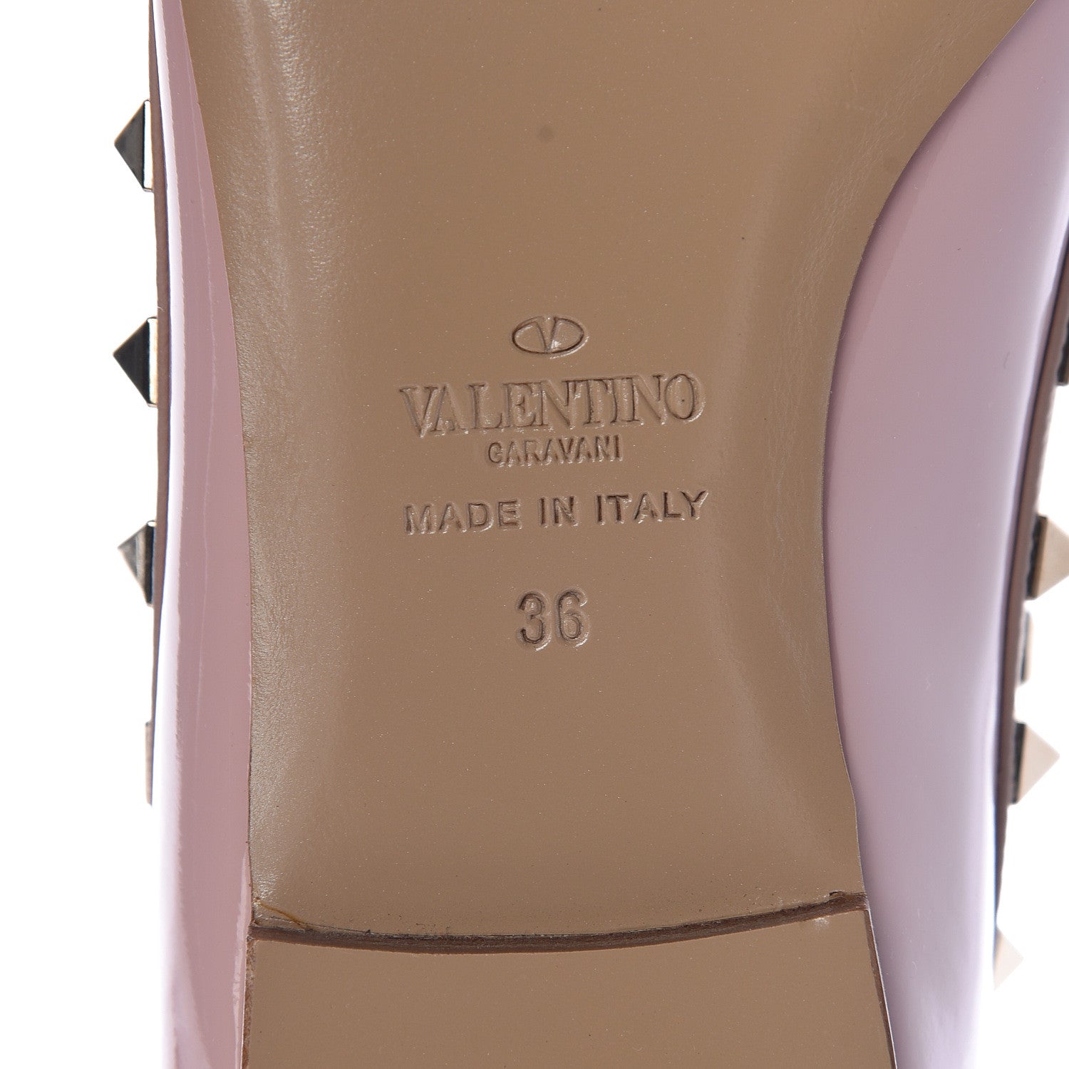 Valentino Garavani Patent Nappa Rockstud Cage Ballerina Flats 36 Cipria Poudre 7 of 8