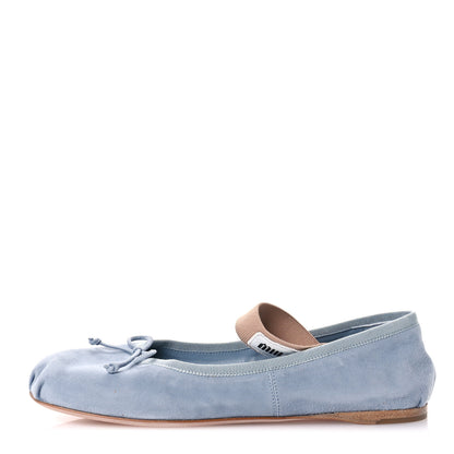 Miu Miu Velluto Froisse Ballerina Flats 37.5 Blue 1 of 7