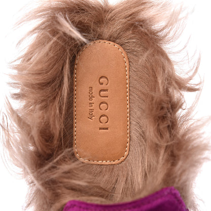 Gucci Velvet Fur Womens Princetown Slippers 35 Fucsia Violet Cyclamen Natural 6 of 8