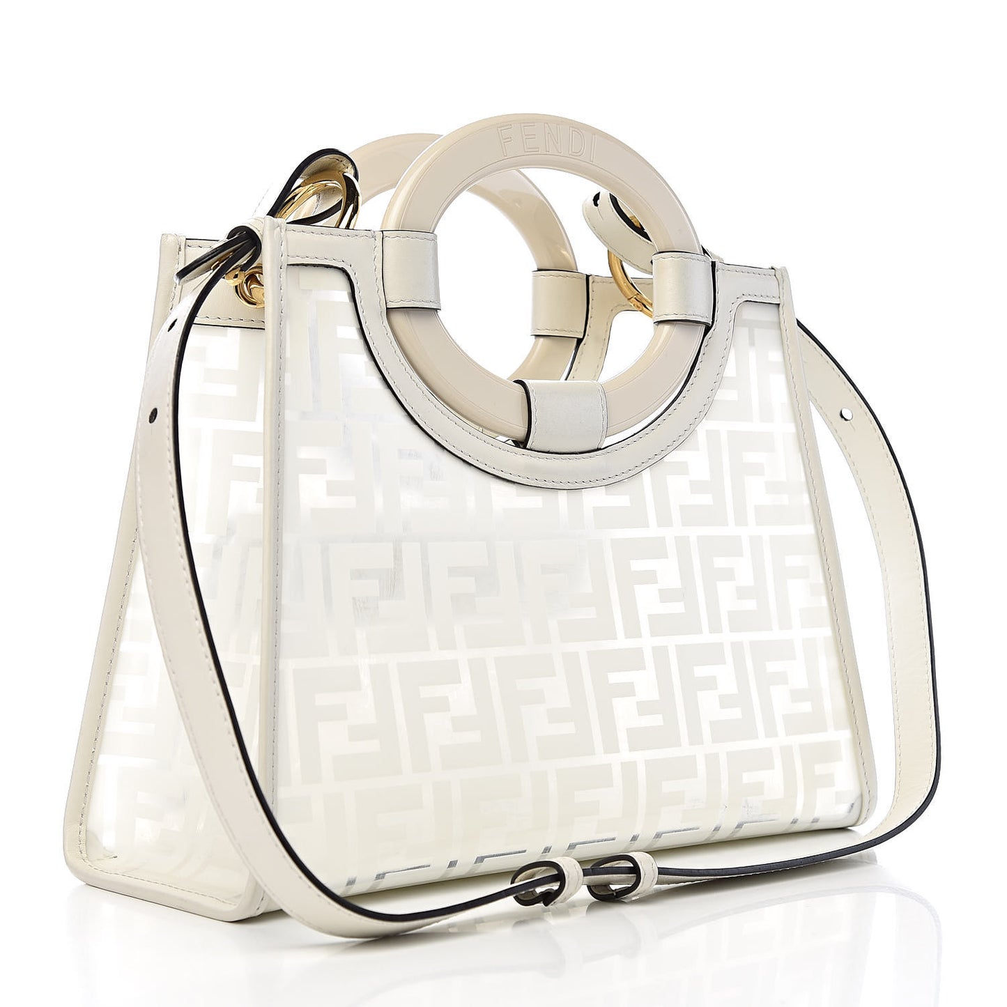 TPU FF Vitello Century Plexiglass Small Runaway Shopper Tote White