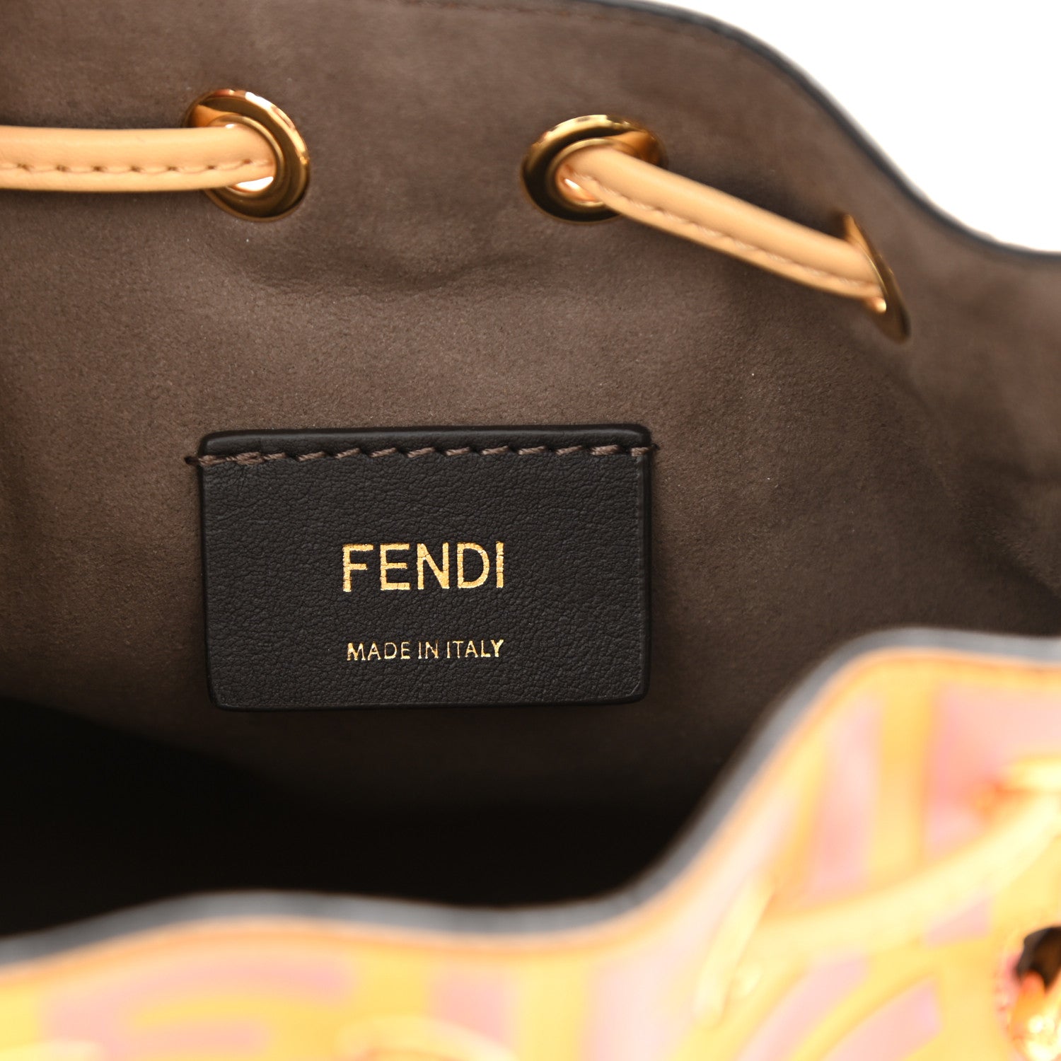 Fendi Vitello Liberty F is Fendi Bi-Color FF 1974 Embossed Mini Mon Tresor Bucket Bag Savana Lollypop 6 of 8