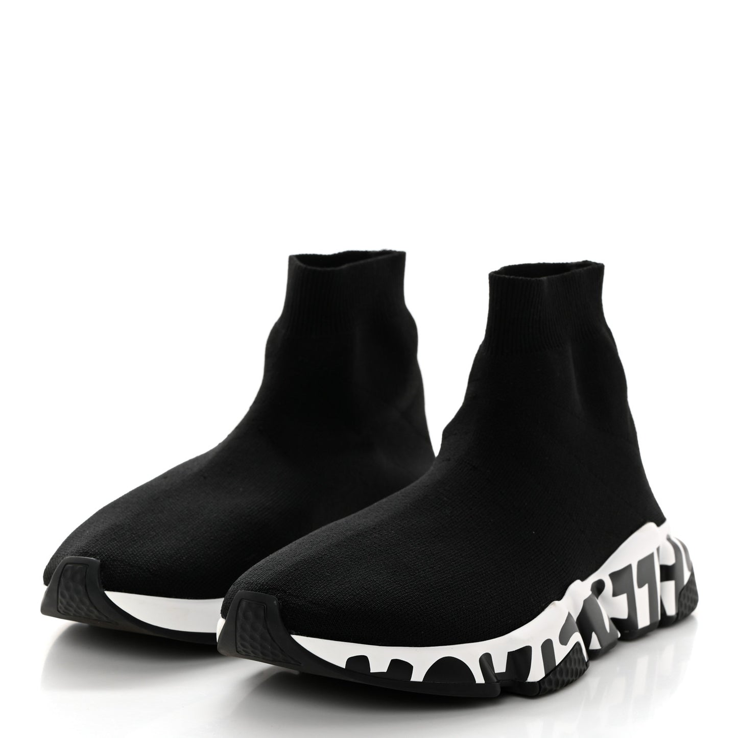 Neoprene Knit Womens Speed Graffiti Sneakers 38 Black White