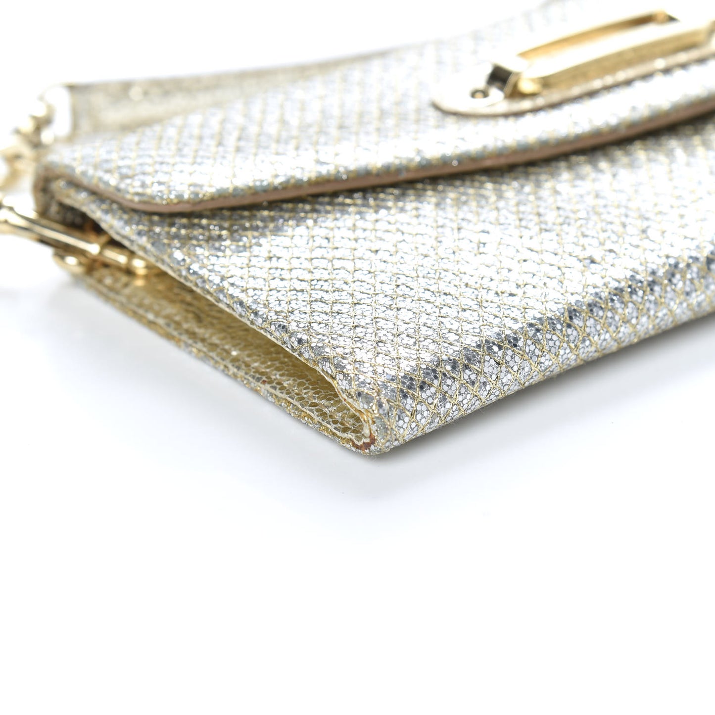 Glitter Fabric Large Riane Clutch Champagne