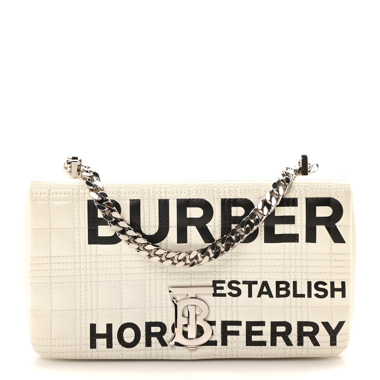 Burberry Patent Quilted Horseferry Print Small Lola Bag White 1 of 10