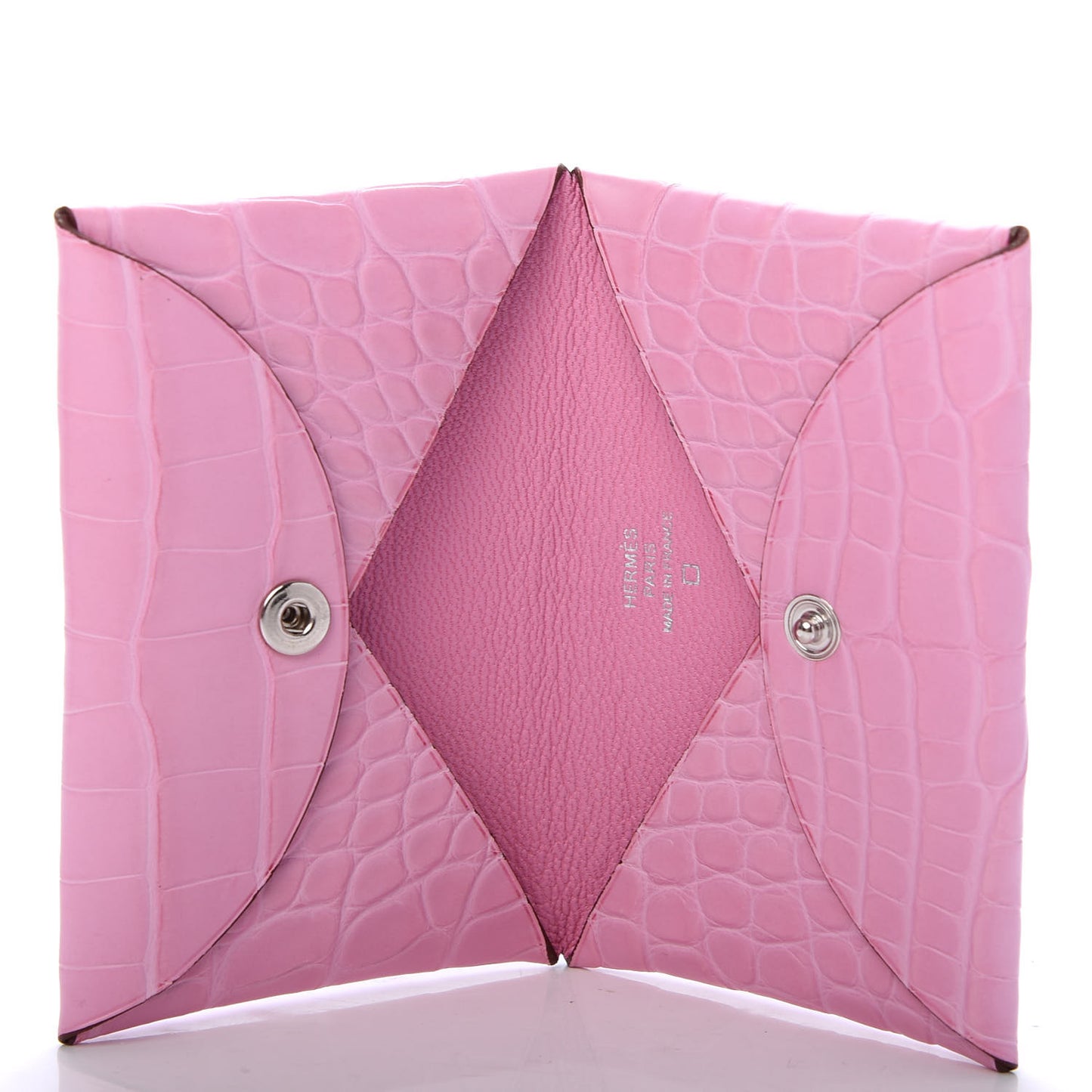 Matte Alligator Calvi Card Case 5P Pink