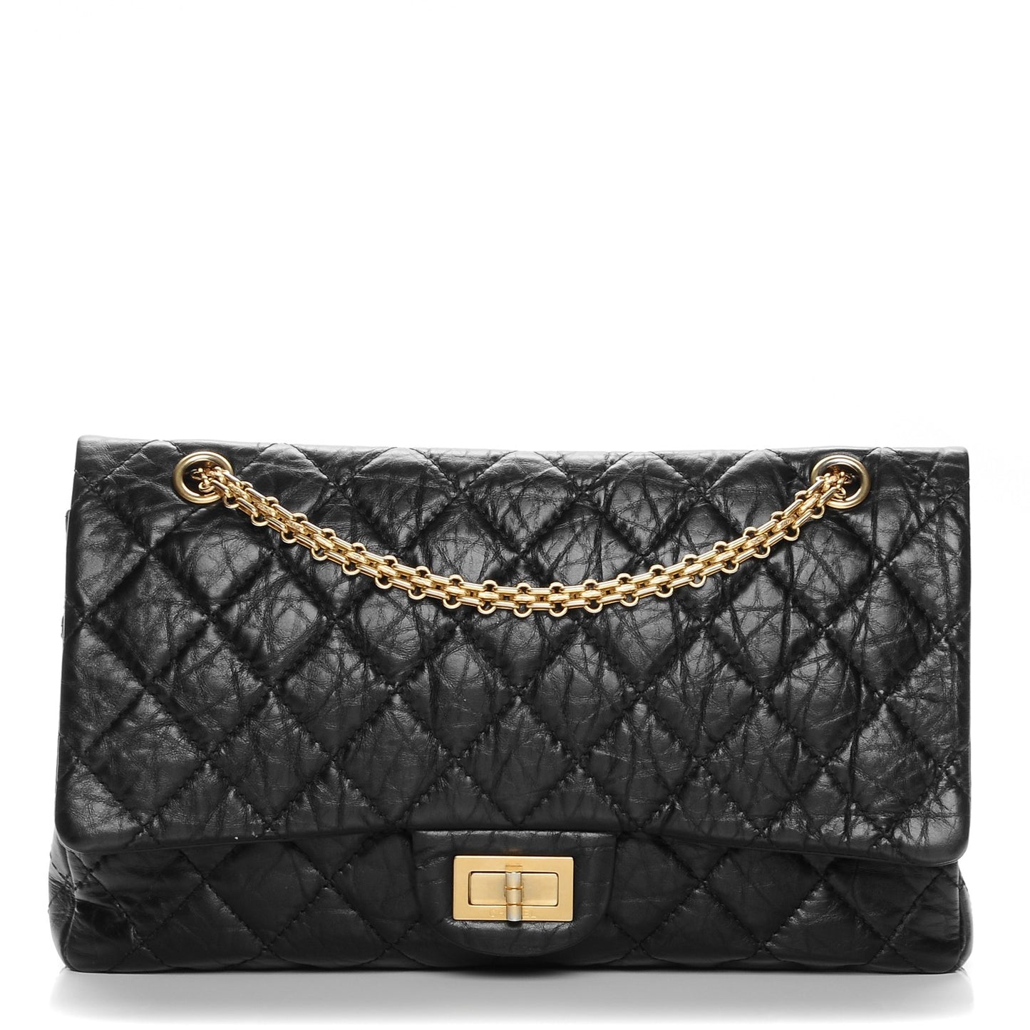 Aged Calfskin Quilted 2.55 Reissue 227 Flap Black