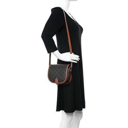 Celine Triomphe Canvas Medium Folco Bag Tan 2 of 9