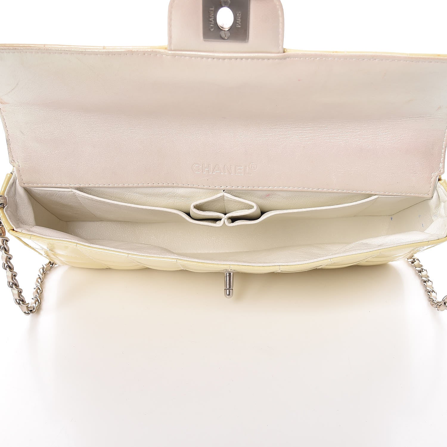 Chanel Patent Quilted East West Chocolate Bar Flap White 5 of 19