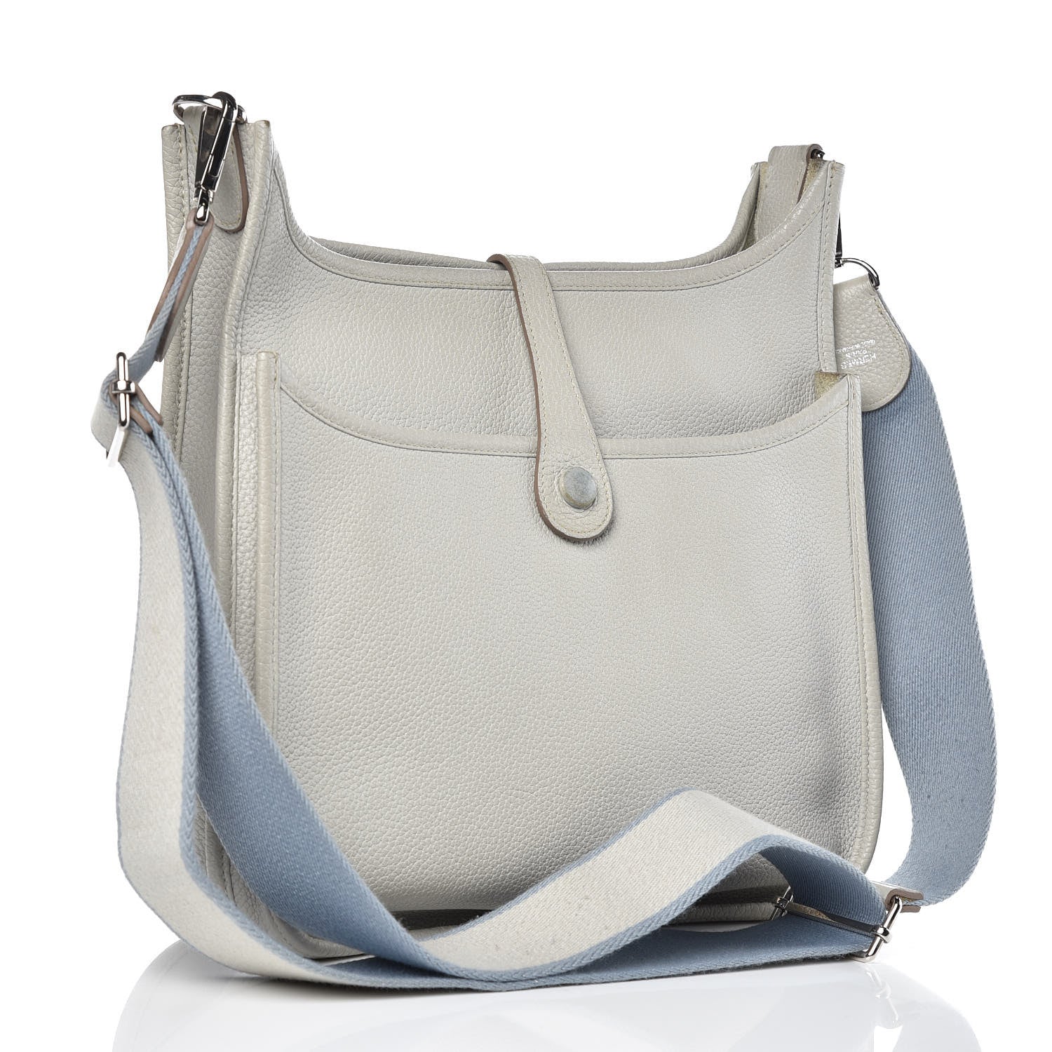 Hermes Taurillon Clemence Evelyne III PM Gris Perle Bleu Lin 3 of 12