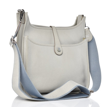 Hermes Taurillon Clemence Evelyne III PM Gris Perle Bleu Lin 3 of 12