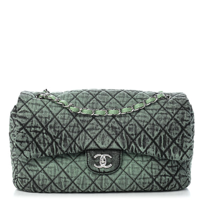 Chanel Denim Quilted Denimpression Flap Green Black 1 of 9