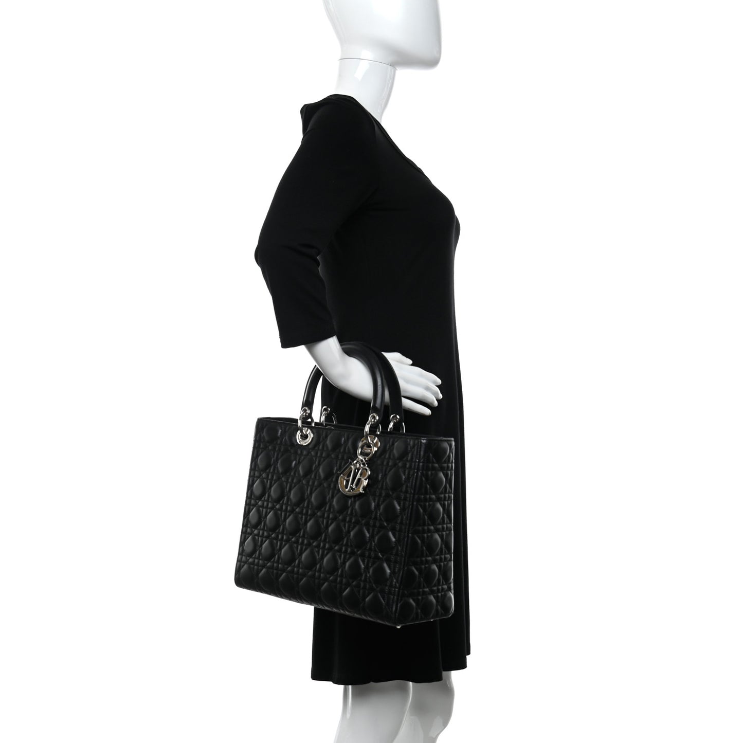 Lambskin Cannage Large Lady Dior Black