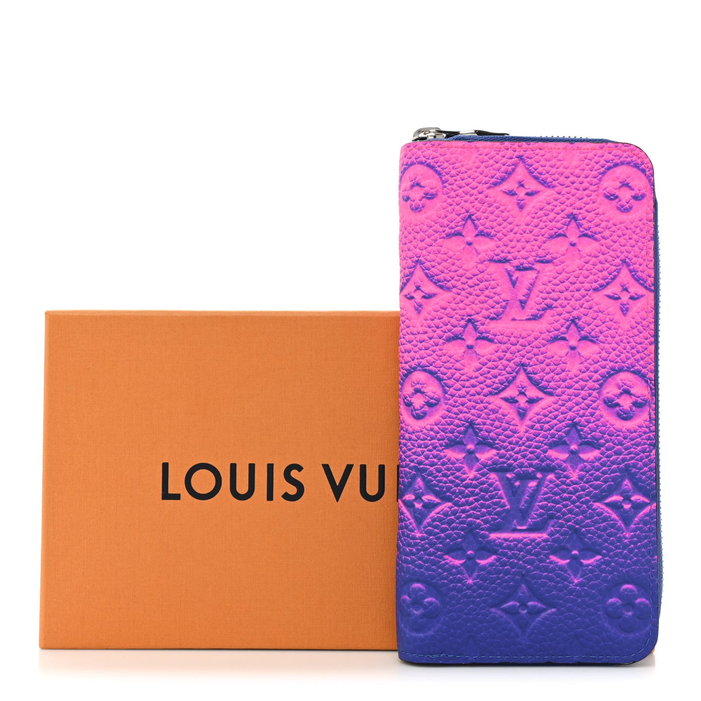 Taurillon Illusion Zippy Vertical Wallet Bleu Rose