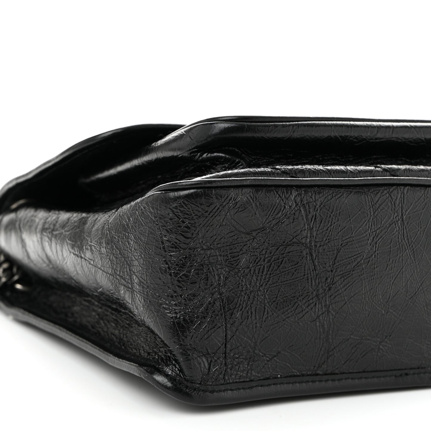 Crinkled Calfskin Matelasse Monogram Medium Niki Chain Satchel Black