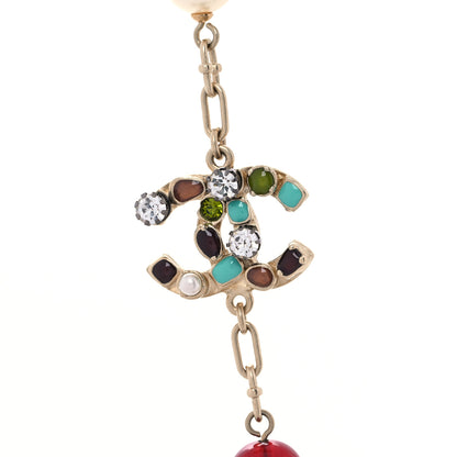 Chanel Gripoix Crystal Pearl CC Floral Short Necklace Gold Multicolor 4 of 5