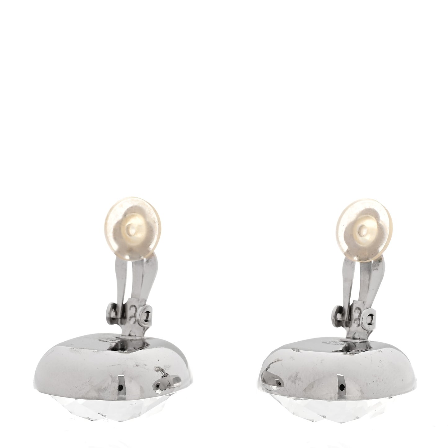 Crystal CC Clip on Earrings Silver