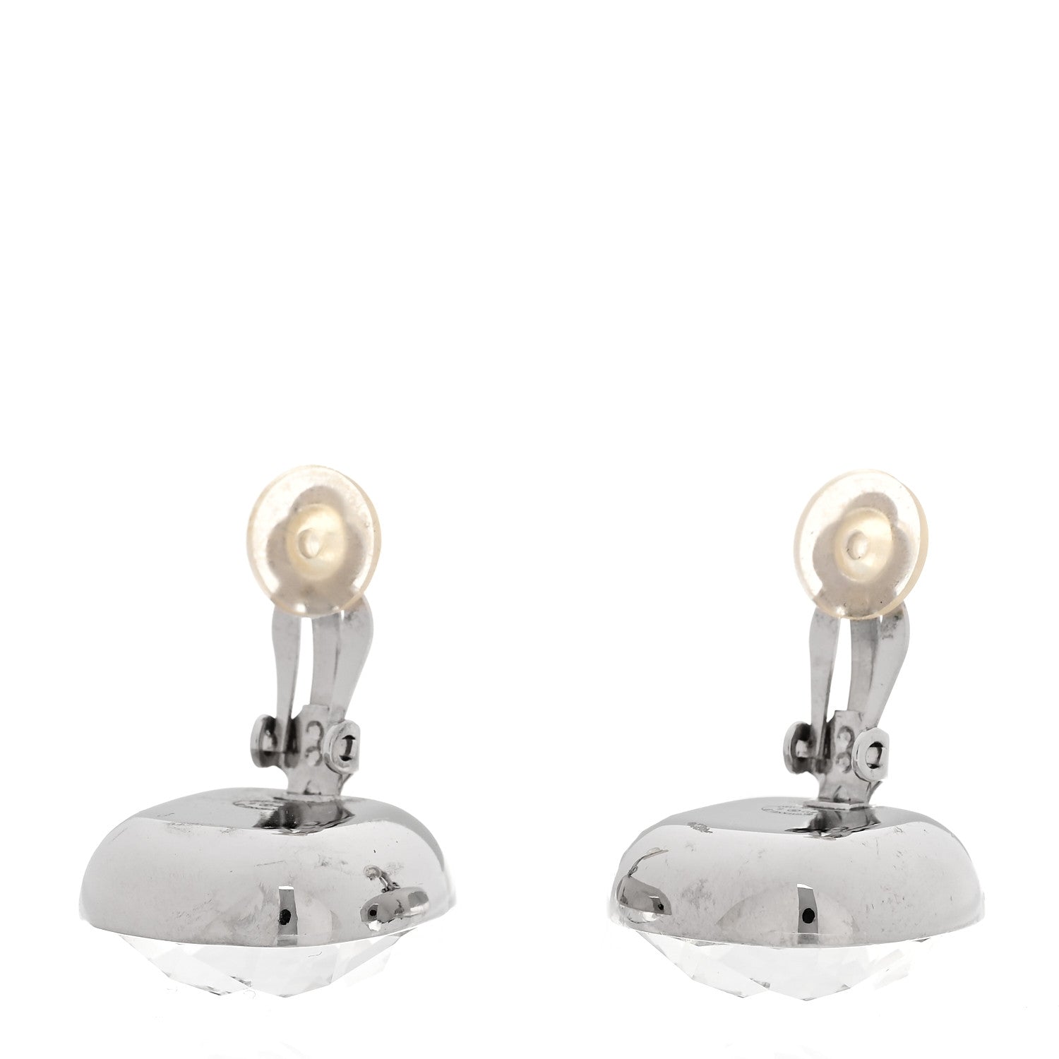 Chanel Crystal CC Clip on Earrings Silver 3 of 4