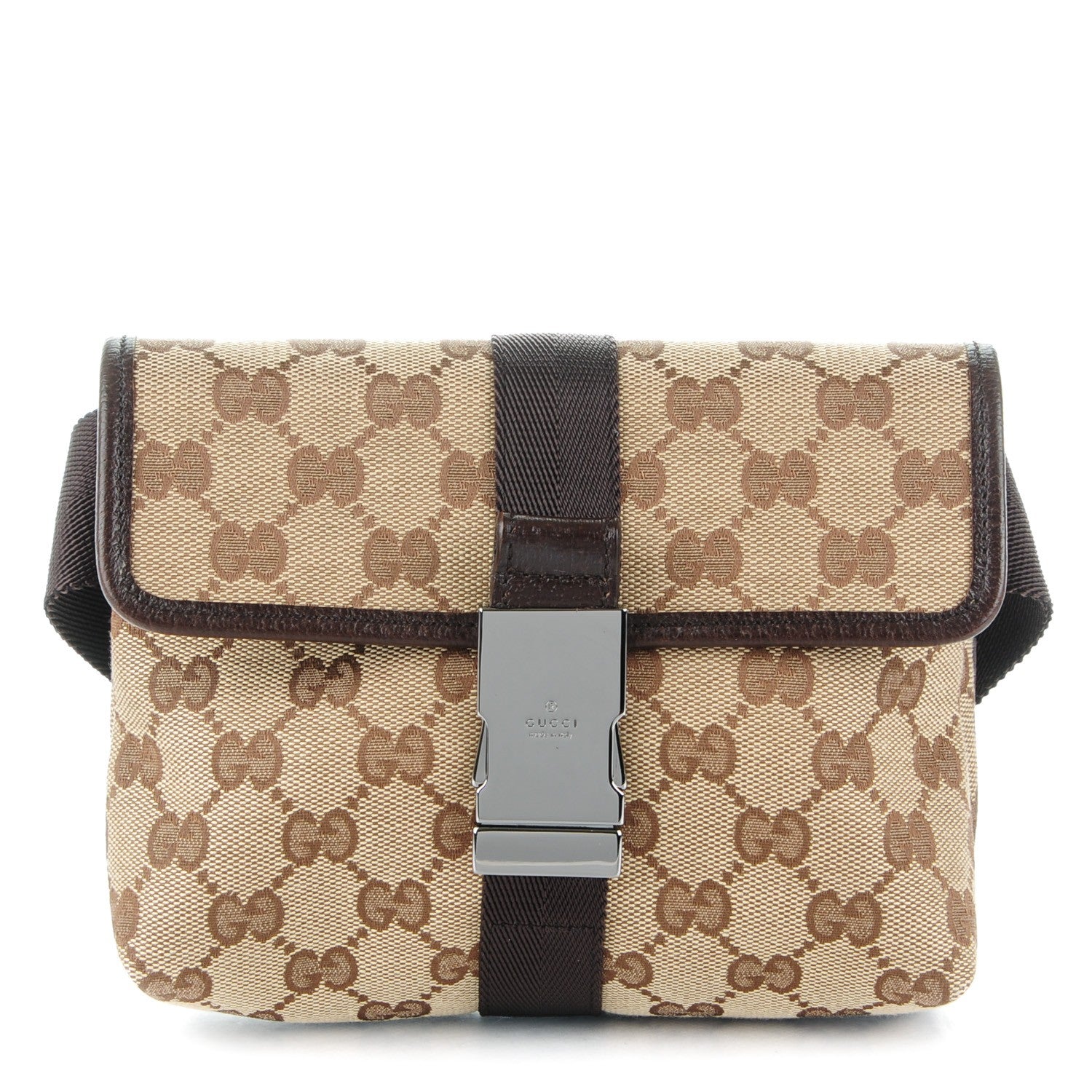 Gucci Monogram Waist Pouch Bag Dark Brown 1 of 7