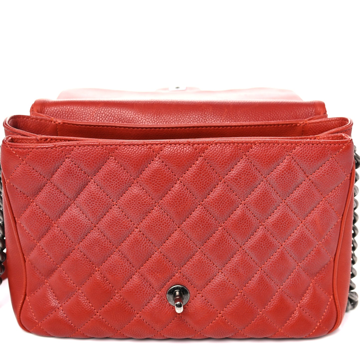 Caviar Quilted Medium Rock In Rome Single Flap Red