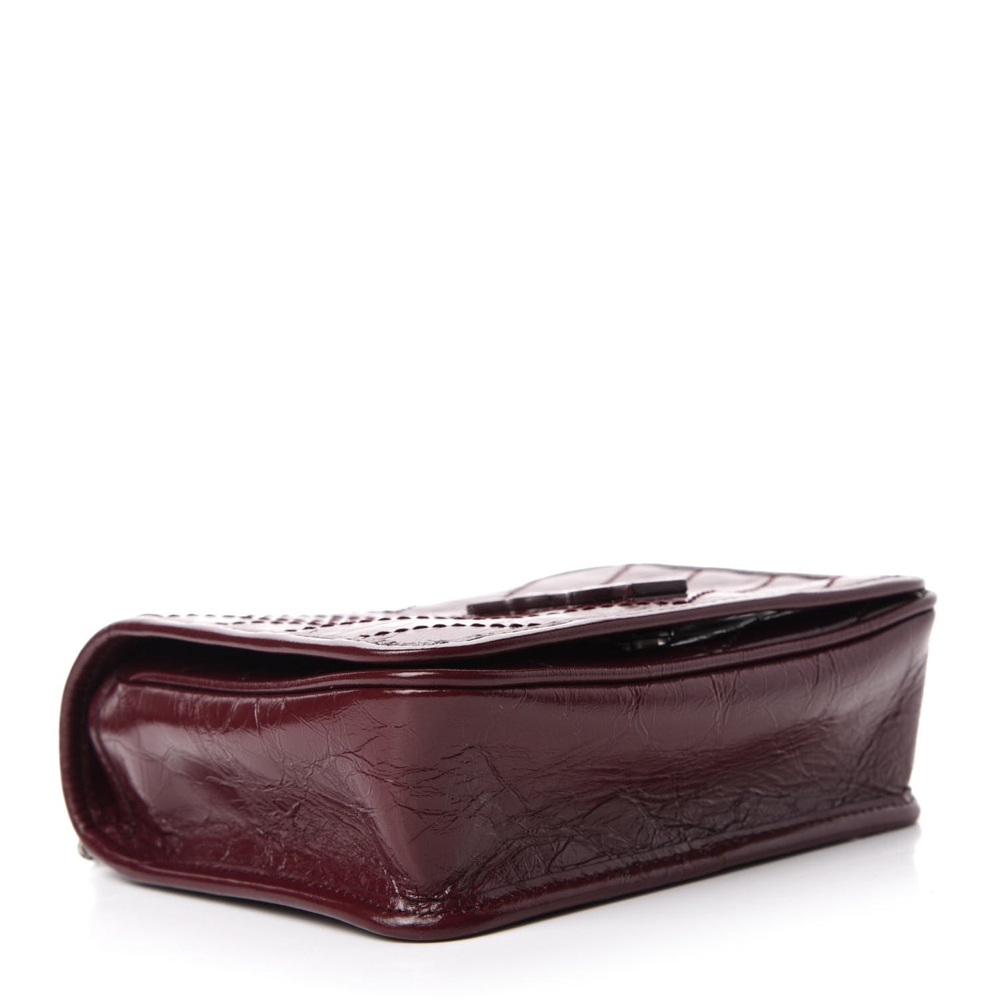 Crinkled Calfskin Matelasse Monogram Niki Chain Wallet Dark Legion Red