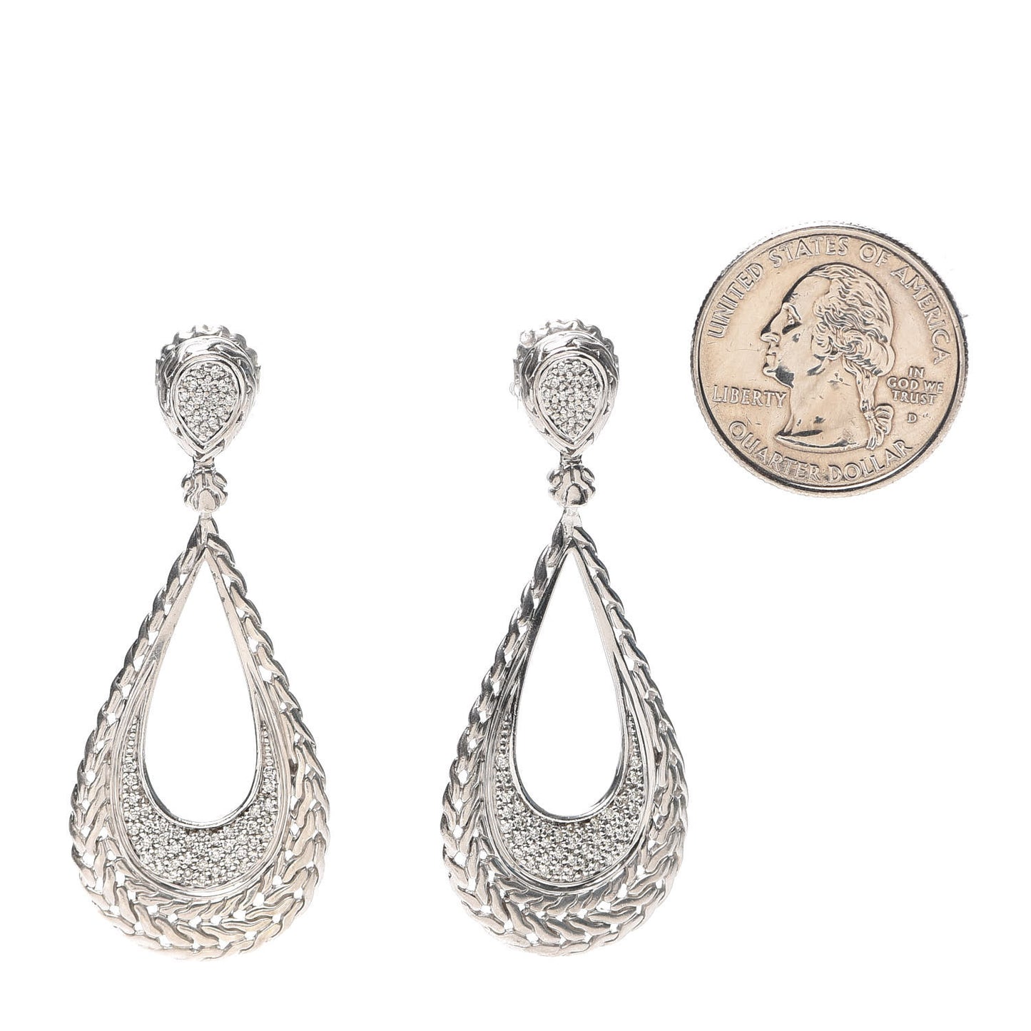 Sterling Silver Diamond Pave Drop Earrings