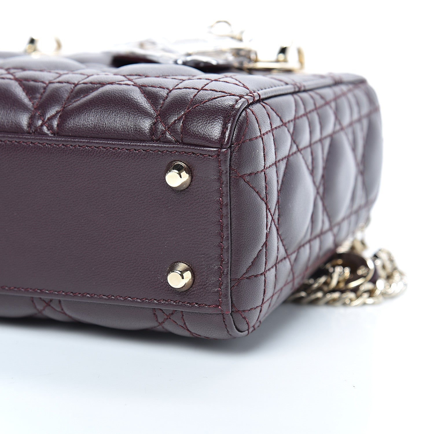 Christian Dior Lambskin Cannage Mini Lady Dior Plum 10 of 12