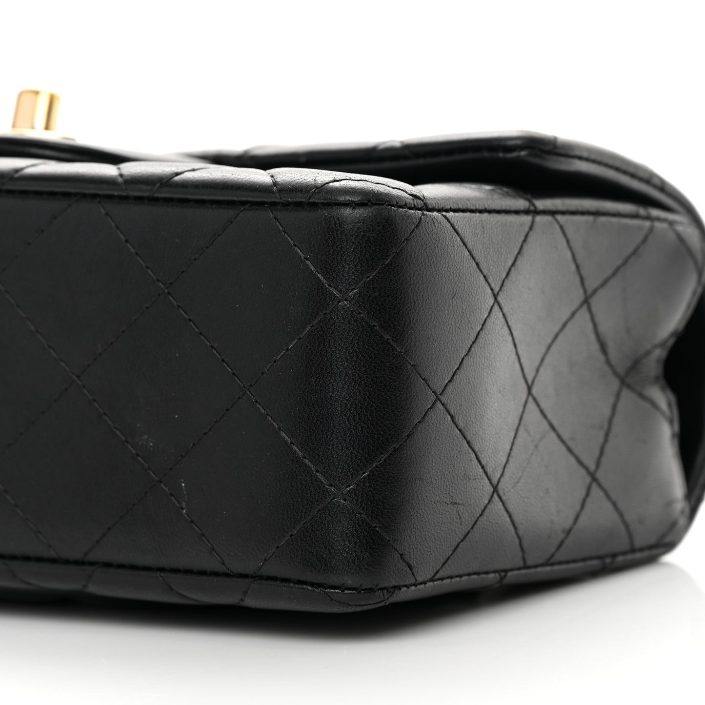 Lambskin Quilted Mini Rectangular Flap Black