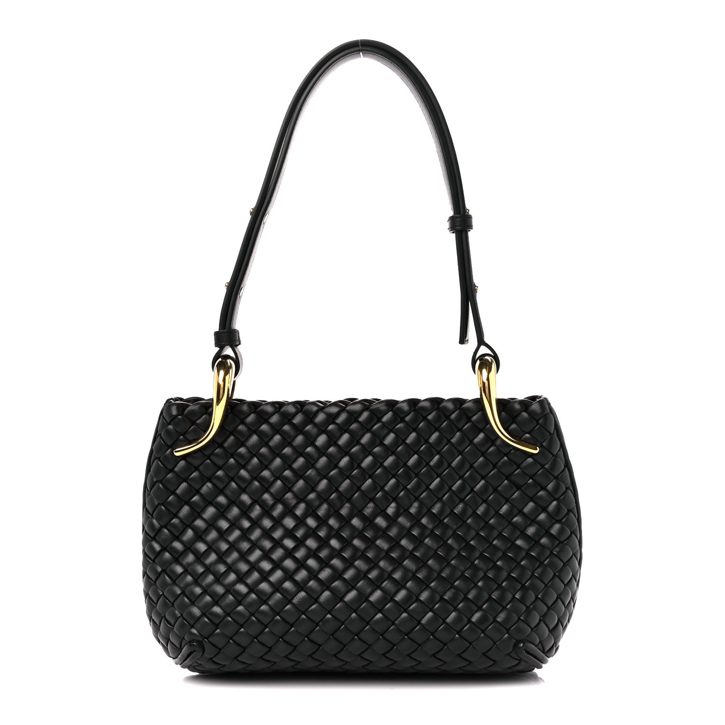 Nappa Intrecciato Small Clicker Shoulder Bag Black