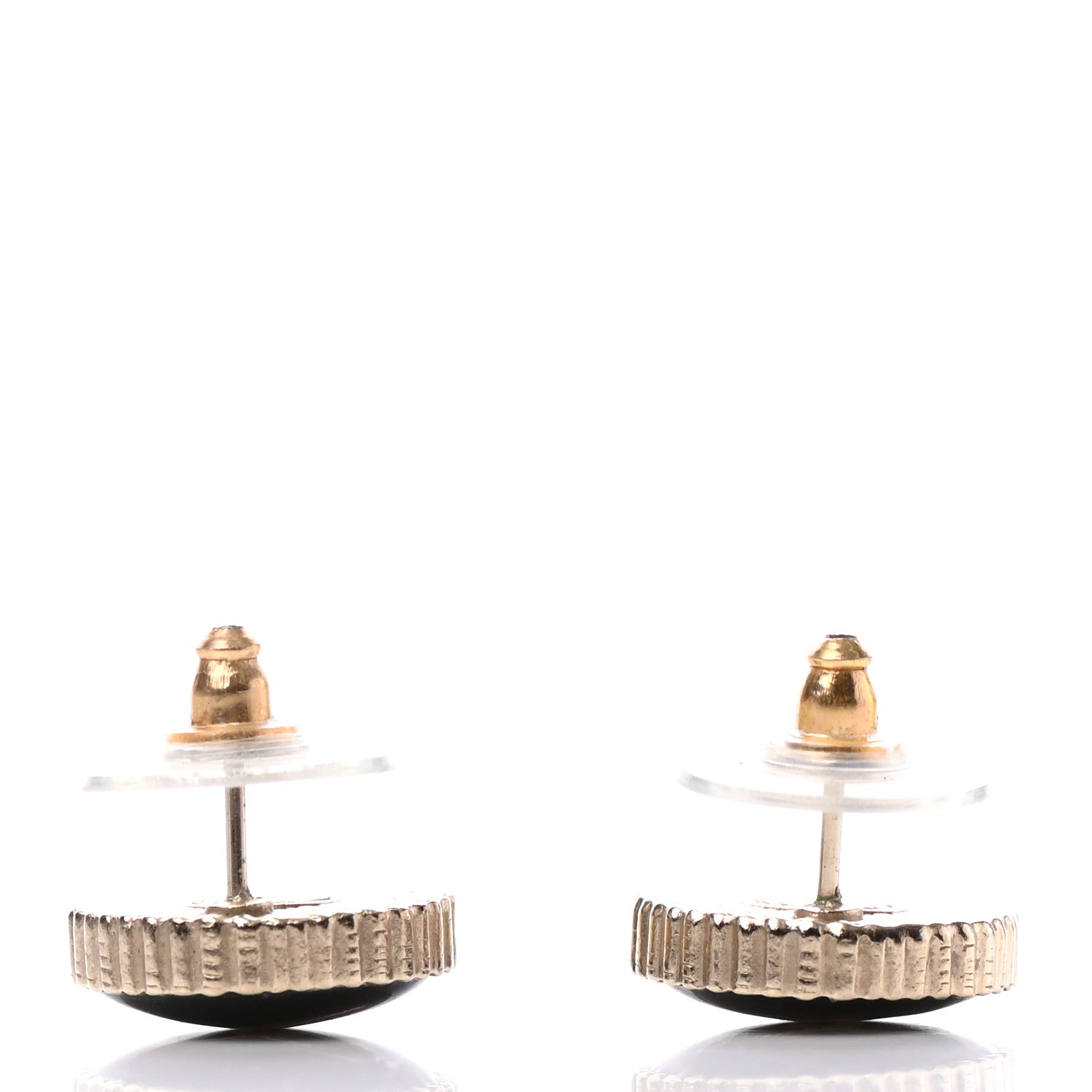 Chanel Enamel CC Earrings Black Gold 3 of 4