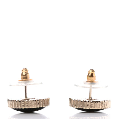 Chanel Enamel CC Earrings Black Gold 3 of 4