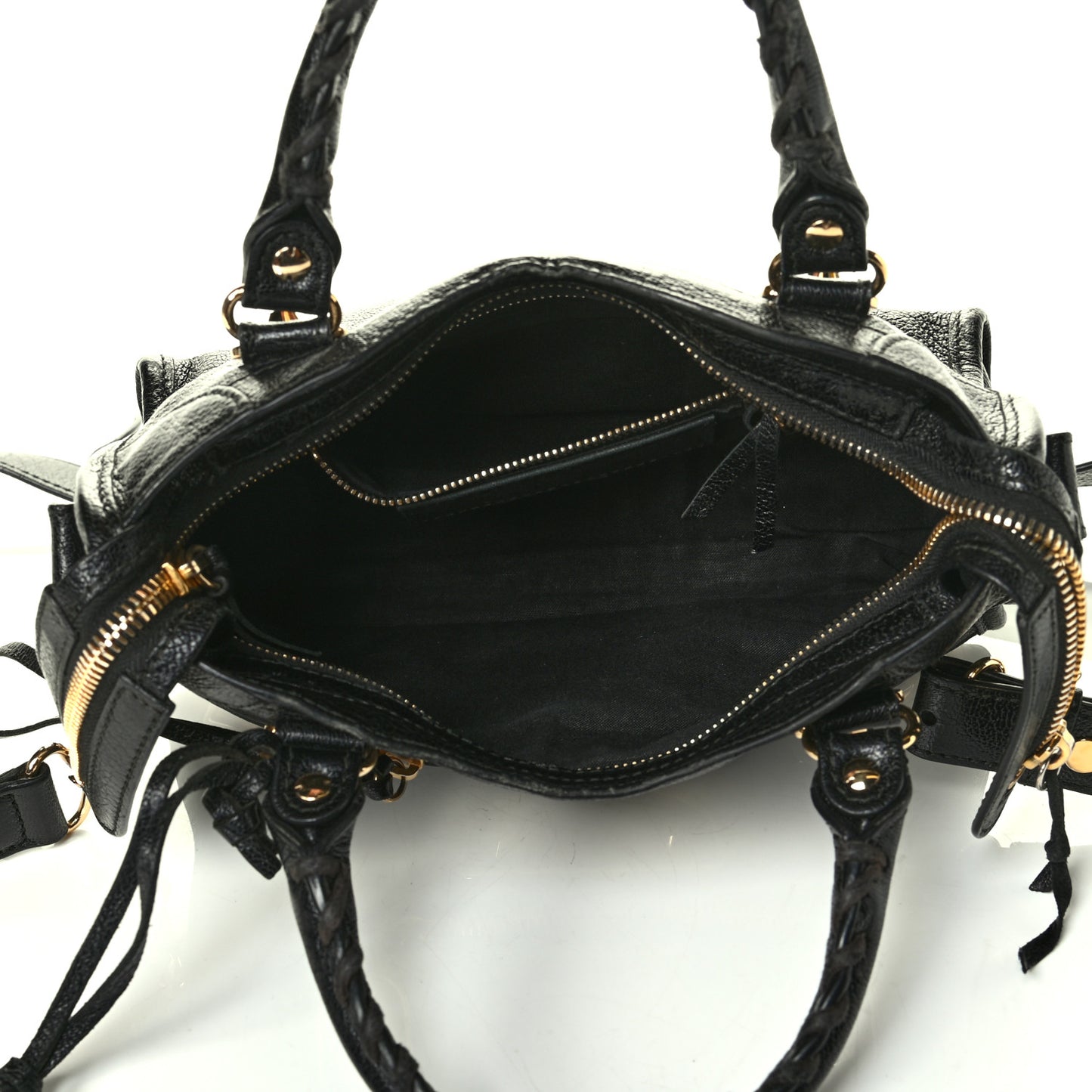Chevre Gold Metallic Edge Hardware Mini City Black