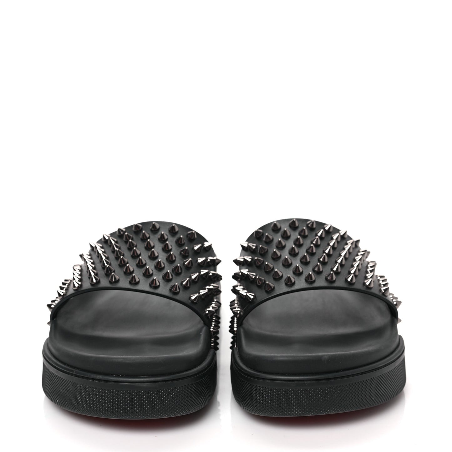 Calfskin Studded Pool Fun Platform Flat Slide Sandals 40 Black